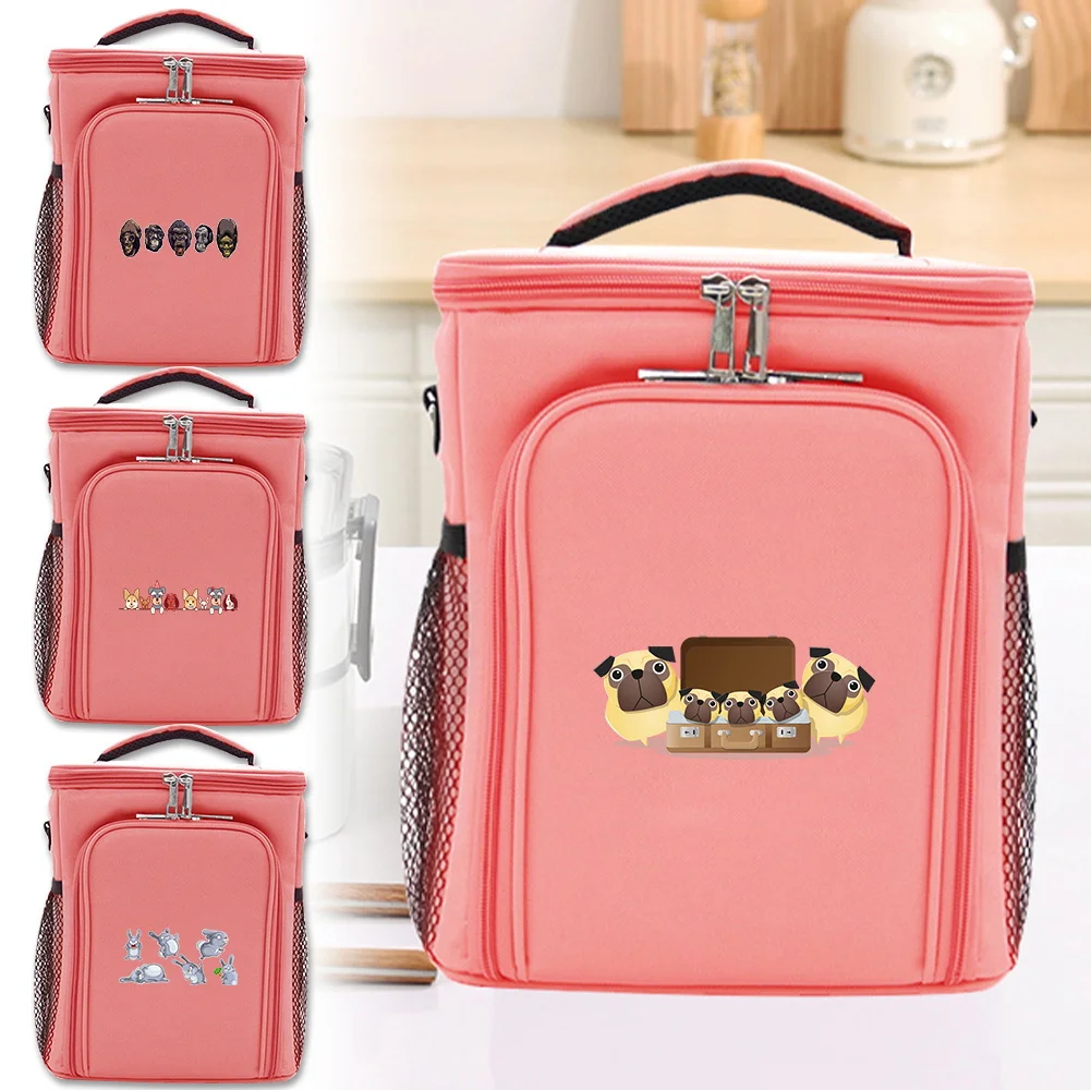 

Термосумка для обедов с двойными стенками и фронтальным открытием, портативная, для активного отдыха и путешествий, с мультяшным принтом, розовая, из серии Cartoon Printing