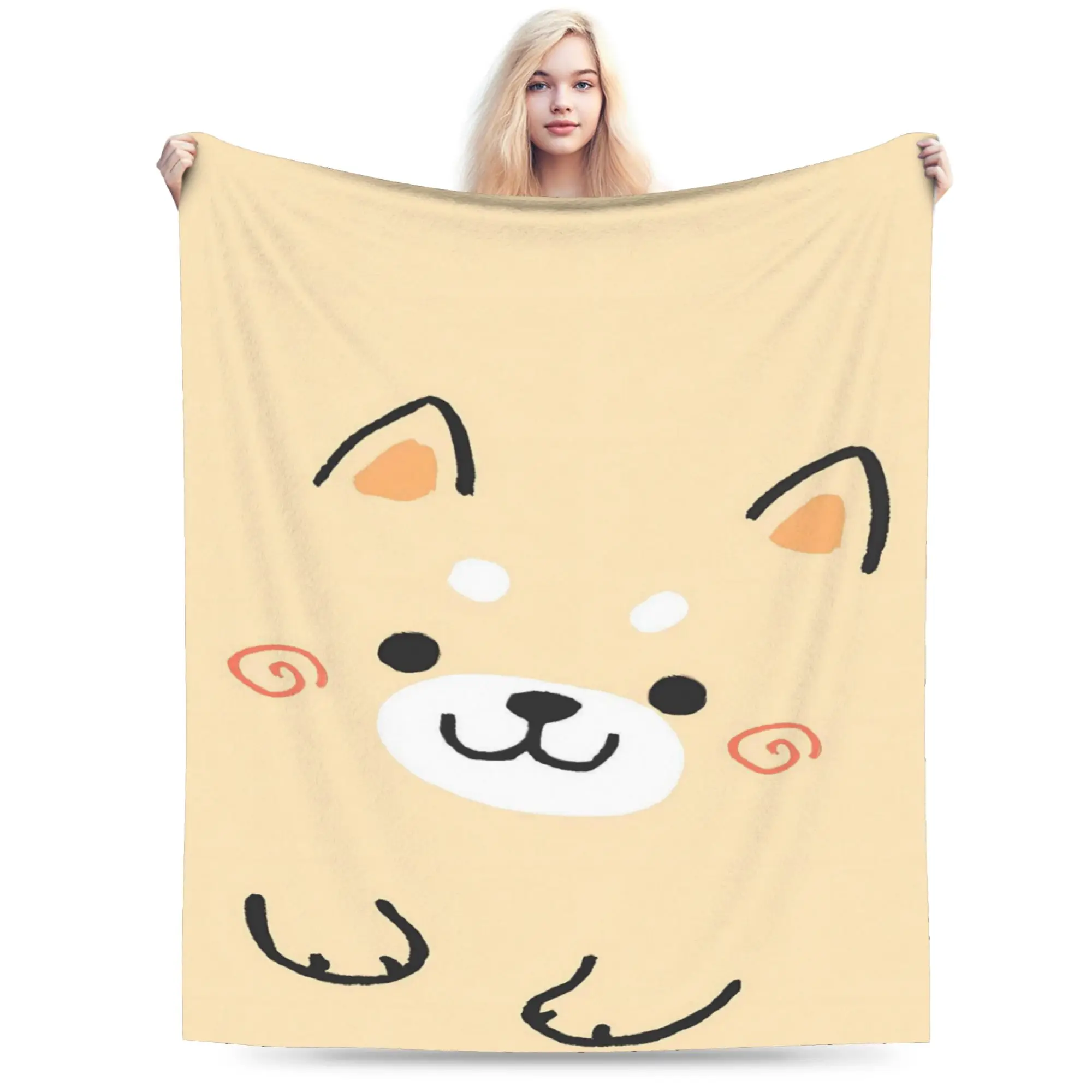 Light Yellow Smiling Corgi Blankets Quality Warm Soft  Throw Blanket Winter Travel Couch Chair Fashion Bedspread