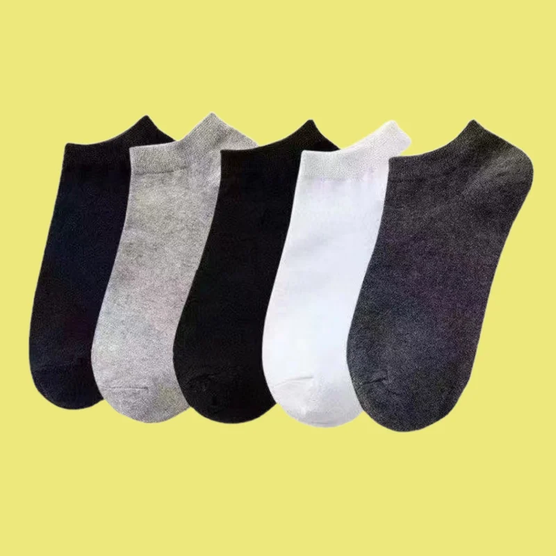 5/10 Pairs New Sports Solid Color Short Barrel Cotton Men's Socks Four Seasons Black White Gray Men's Large Size Socks