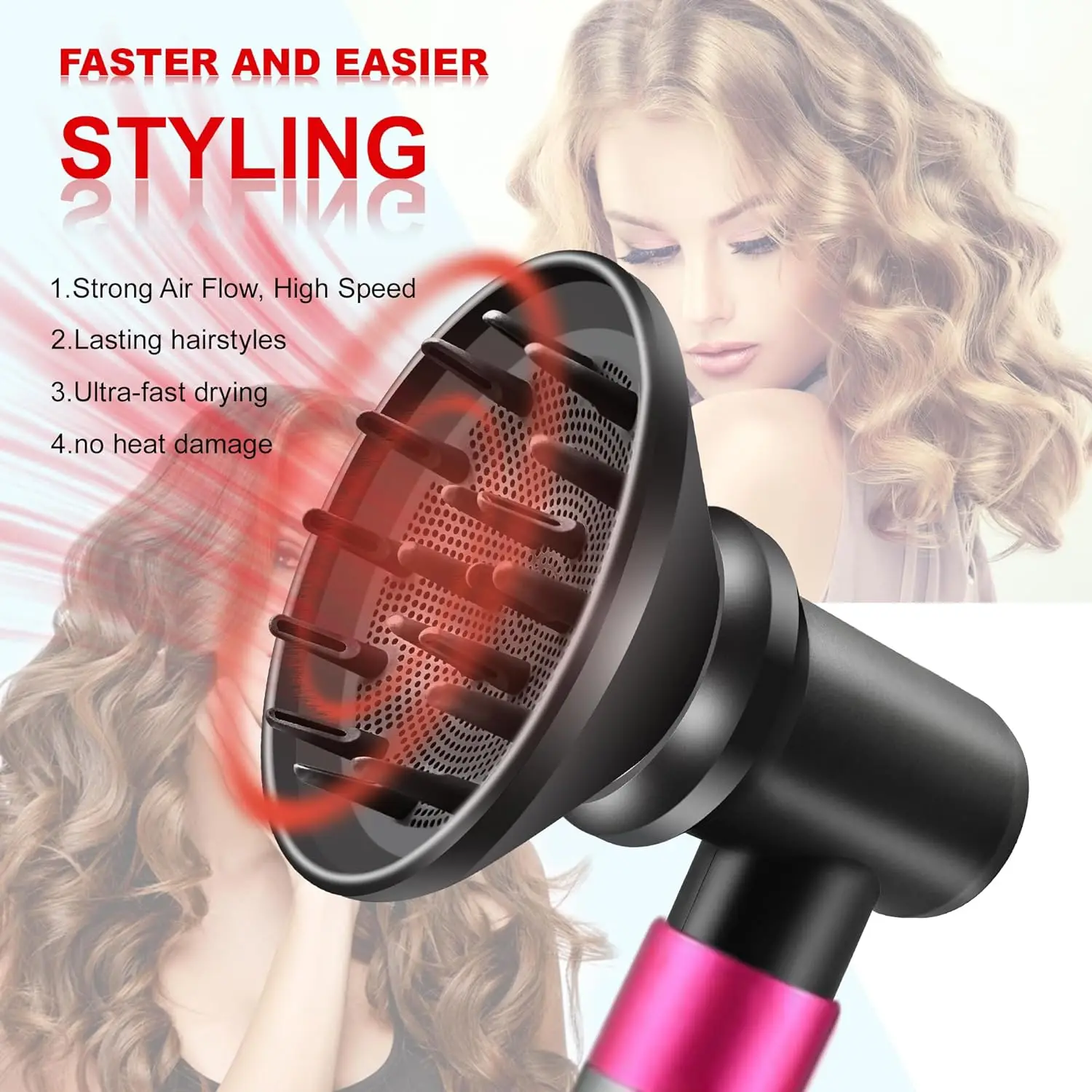 Diffuser and Adaptor for Dyson Airwrap Styler, Hair Dryer Diffuser Attachment Compatible with Airwrap Styler Converting to Hair