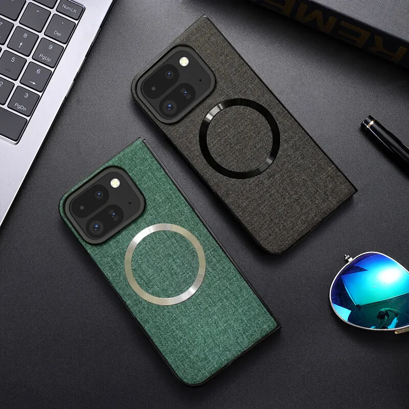 

For Google Pixel 9 Pro Fold 2 Case Magnetic Wireless Charging Cloth Leather Soft Cases For Google Pixel 9 Pro Fold Cover