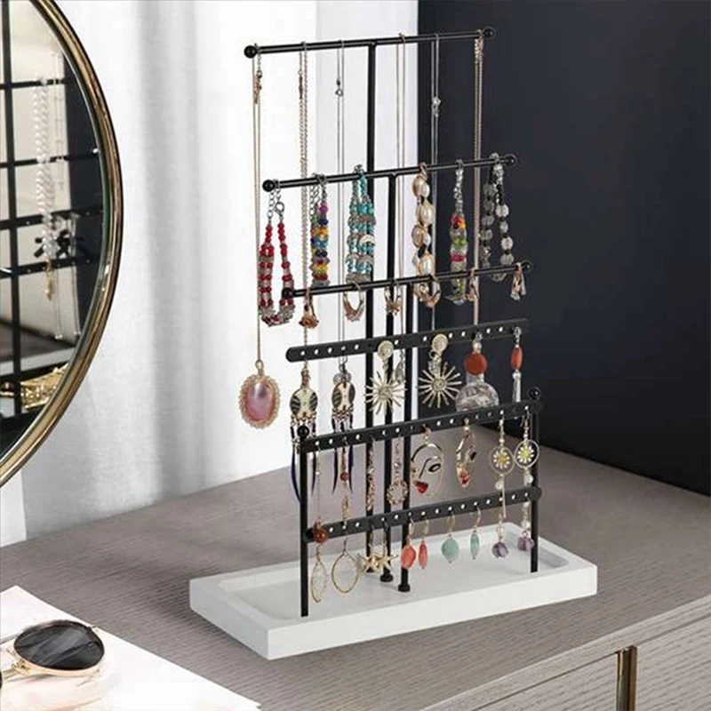 Jewelry Organizer Tabletop Jewelry Holder Earring 6 Tier Jewelry Tree Display Stand With Tray