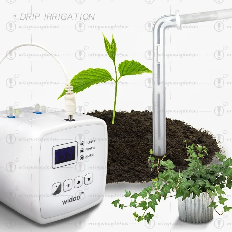 Dual Pump Automatic Watering Device Intelligent Timer Drip Irrigation System for Potted Plants with Auto Power Off When No Water