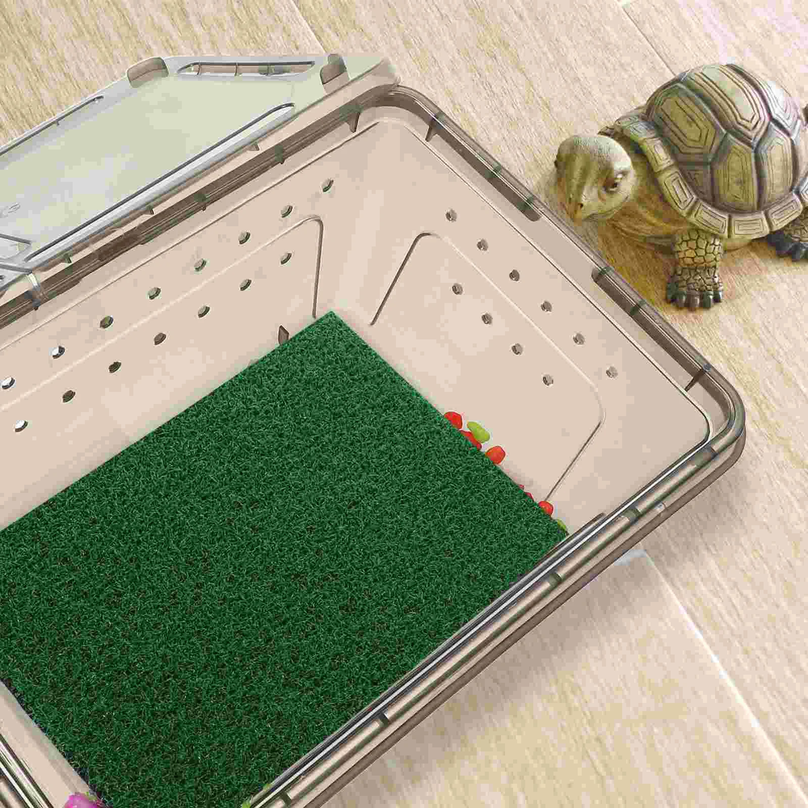 Portable Animals Artificial Turf Mat Yard Fake Grass Turtle Basking Platform Dark Green Landscaping