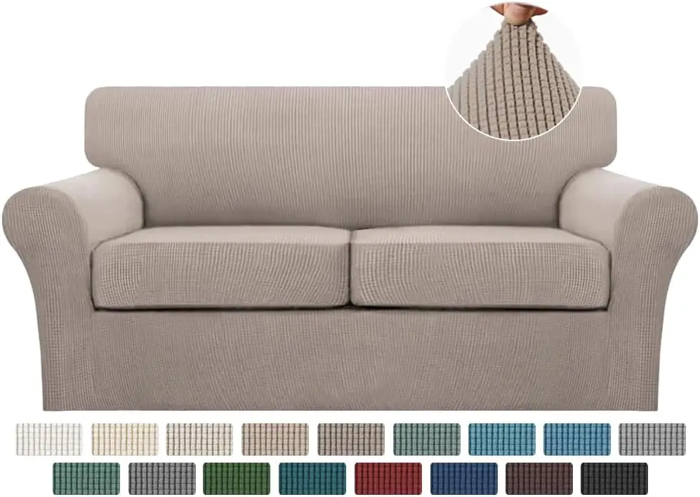 

3 Piece Sofa Covers For 2 Cushion Couch Sofa Slipcover Soft Couch Cover For Dogs-Washable Sofa Furniture Covers With 2