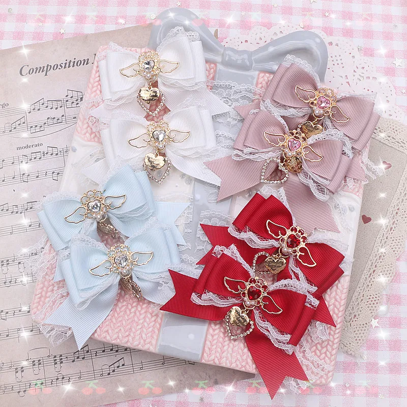 

1 Pair Cute Wings Hair Clip Mine Series Y2K Loria Ribbon Lace Hairpins Lolita Girl Kawaii Hair Accessoires Larme Kei