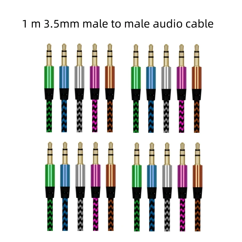 1ชิ้น1เมตรไนลอนAuxสาย3.5มิลลิเมตรเสียบชายกับชายแจ็คออโต้เครื่องเสียงรถยนต์สายเคเบิ้ลสายเคเบิ้ลสําหรับIPhone 7 Xiaomiคอมพิวเตอร์