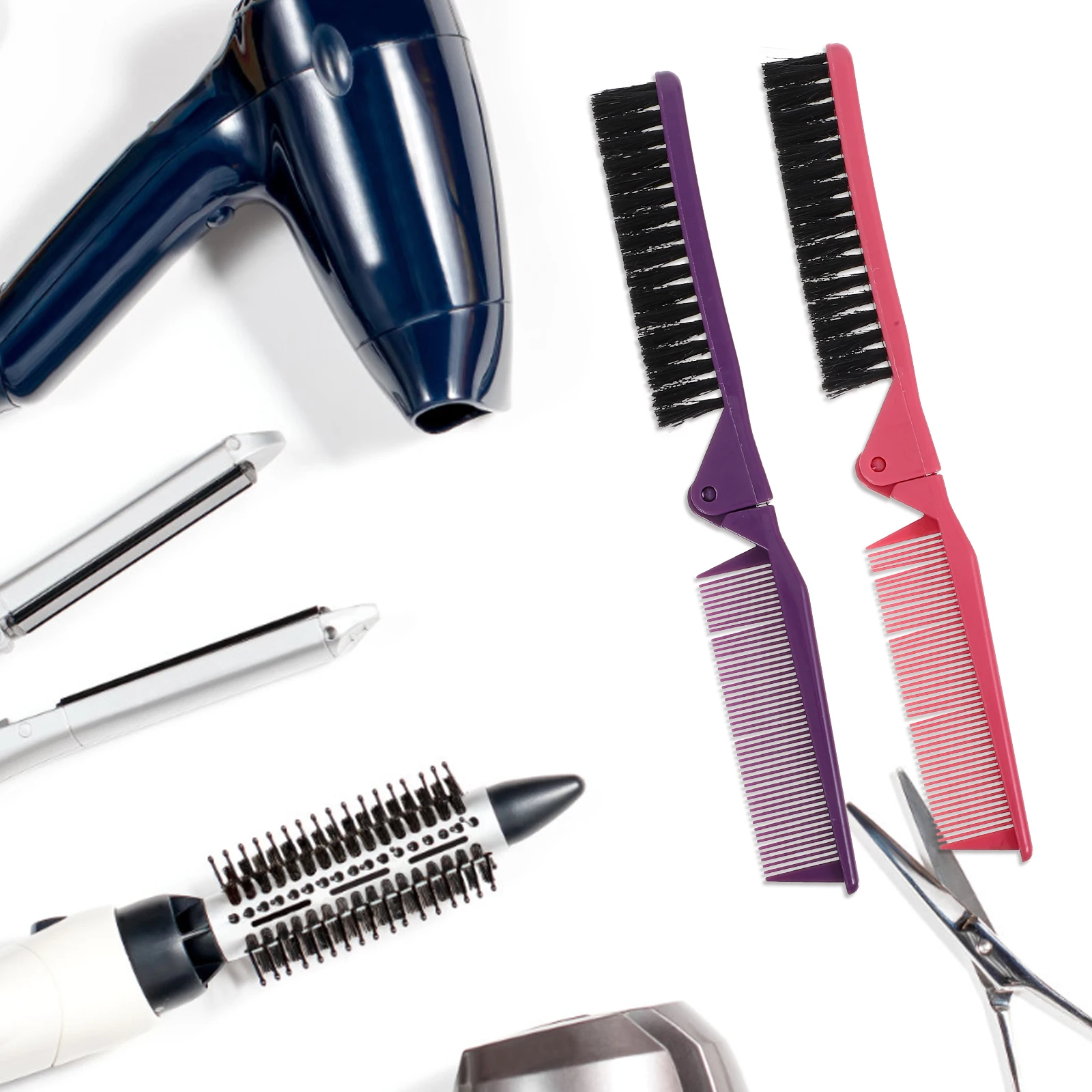 

2pcs Folding Hair Comb Foldable Compact Travel Brush For Women Portable Pocket Hairbrush Small Comb For Hair Easy Clean