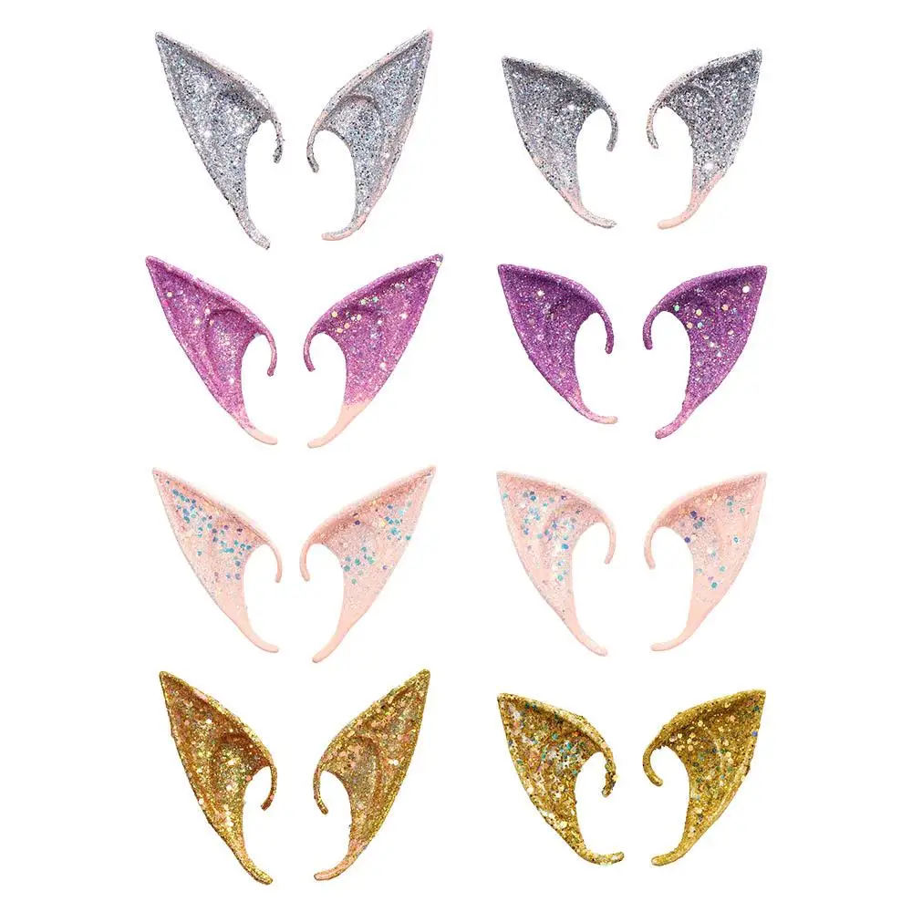Puntelli per foto Accessori per costumi Orecchie da elfo angelo di Halloween Accessori per cosplay da donna Orecchie in lattice glitter Puntelli per trucco imitazione