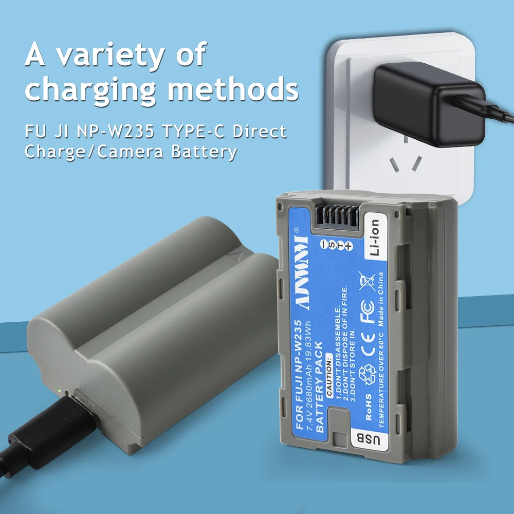 AJNWNM 2650mAh NP-W235 NPW235 بطارية الكاميرا NP W235 USB بطارية قابلة للشحن ل فوجي فيلم فوجي X-T5 XT4 X-T4 GFX100S GFX50S II