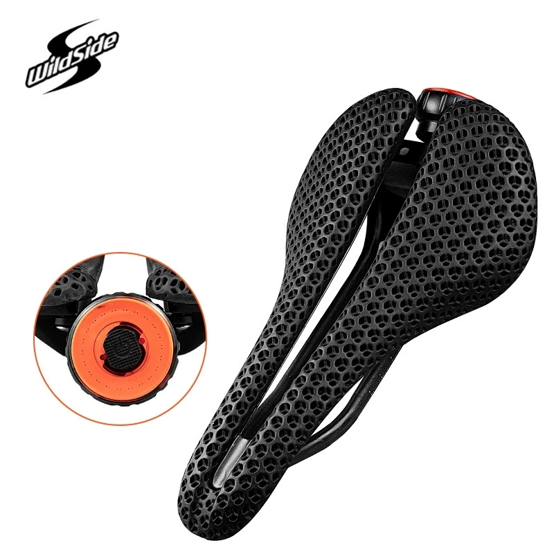 ثلاثية الأبعاد مطبوعة ألياف الكربون دراجة السرج مقاعد مع الضوء الخلفي الترياتلون TT وسادة مقعد الدراجة جوفاء تنفس الجبلية الطريق السرج #5