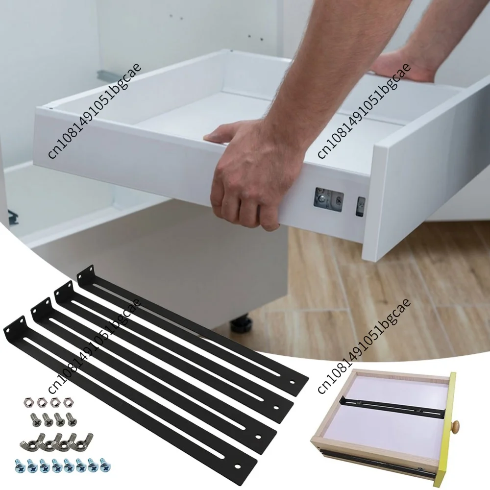 Drawer Repair Kit with Screw Furniture Repair Kit Mounting Bracket 4X Drawer Bottom Support Tool Set Heavy Duty Replacement Part