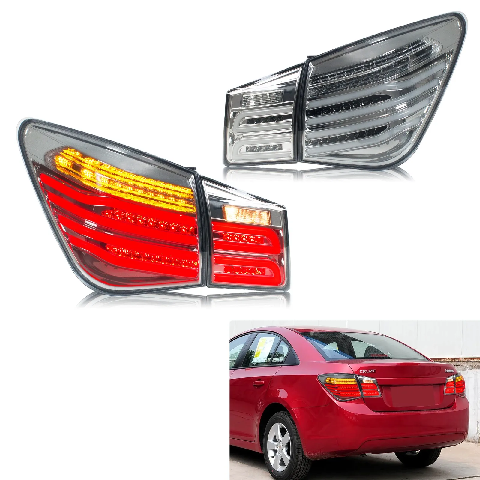 

Светодиодные задние фонари для Chevrolet Chevy Cruze 2010-2015 LS LT с последовательным сигналом поворота, комплект задних фонарей