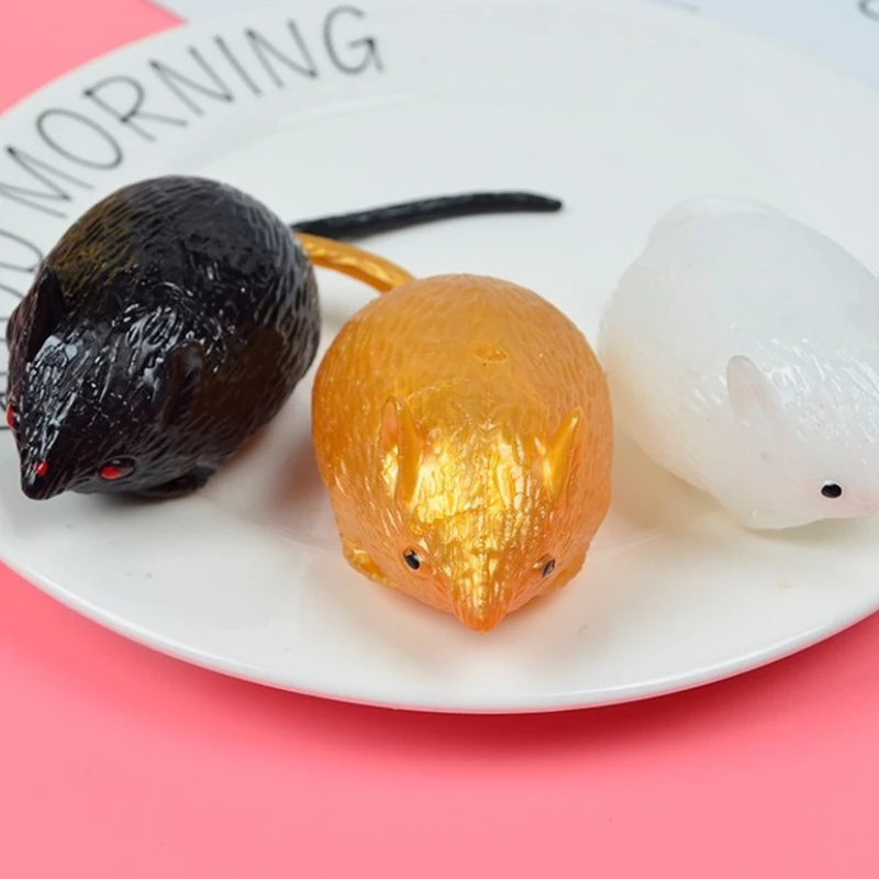 1 szt. Piłka wodna w kształcie myszki, zabawka do ściskania, biało-złota myszka, zabawka antystresowa, piłka rozciągliwa, zabawka dekompresyjna