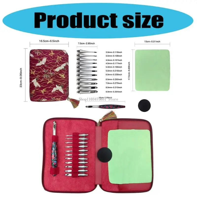 

Сменный алюминиевый вязальный крючок с 12 сменными наконечниками, эргономичный крючок 3,0–9,0 мм, вязальная игла, инструмент