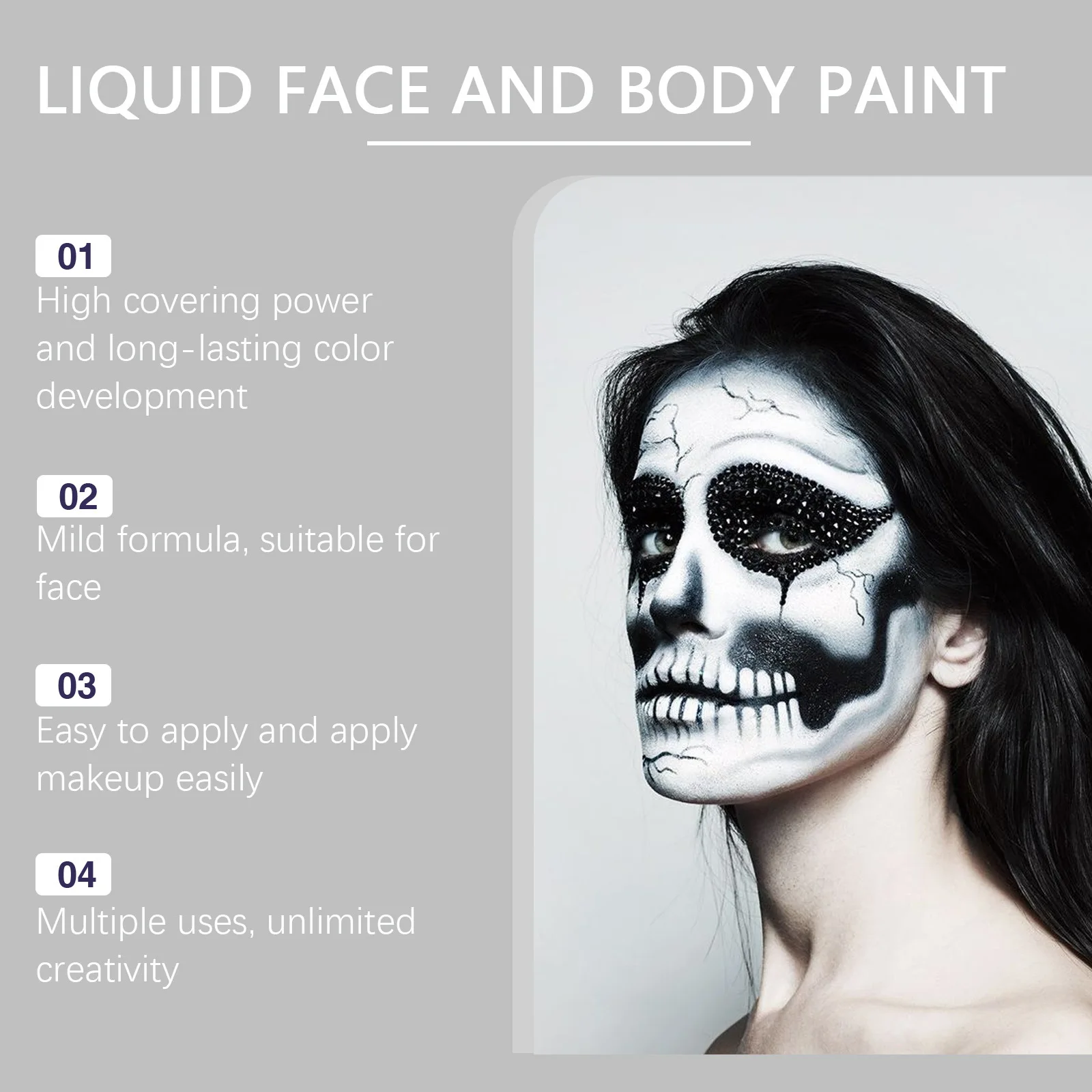 Halloween Party Face Paint Black White Clown Cosplay Party Fancy Dress Full Coverage Foundation Colorful Body Art Beauty Makeup