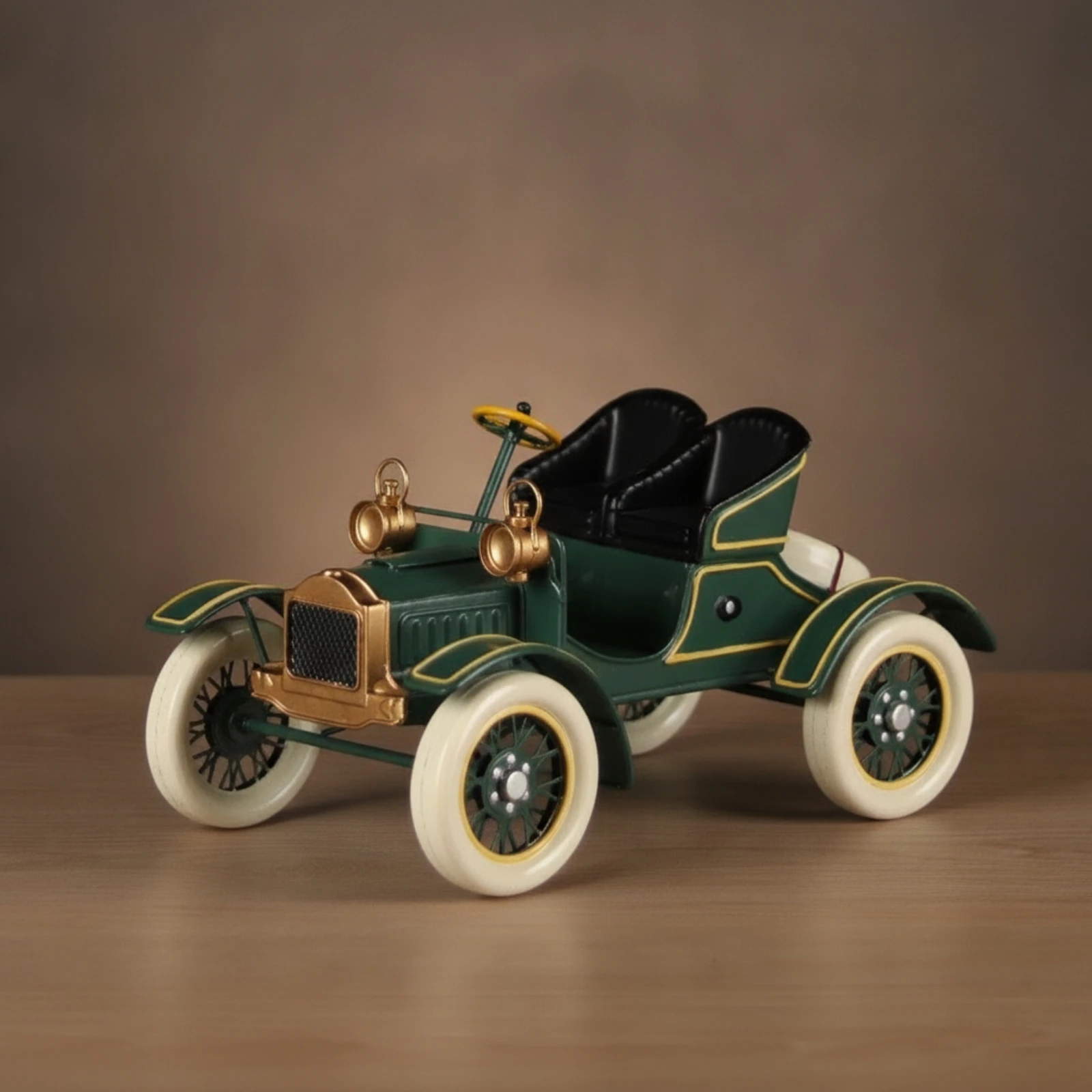Retro Spoked Wheel Car Model Vintage Decor Desktop Ornament Artistic Touch for Living Room Study