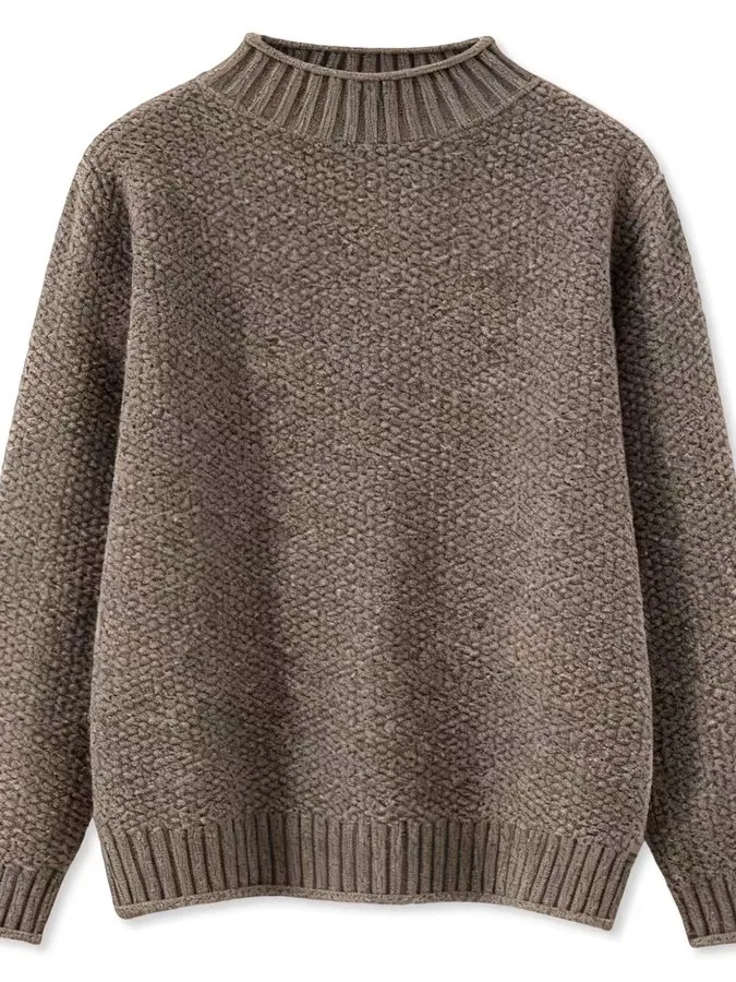 Thiened f-سترة ذات ياقة عالية المرأة محبوك طويل Sve عادية Sle غزل القطن مزدوجة حبلا الخريف الشتاء سترة #5