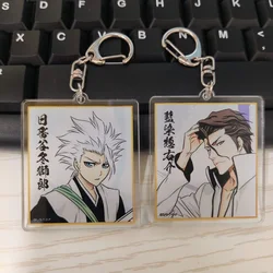 BLEACH Anime Figures Kurosaki Ichigo Urahara Kisuke Acrylic Keychains Aizen Sousuke Key Ring Bag Pendant Decor Fans Xmas Gift