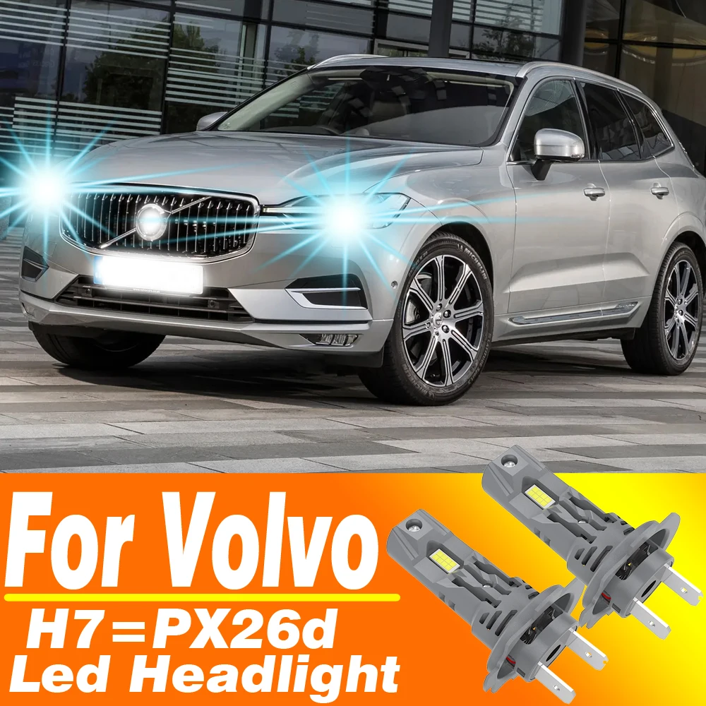 2x H7 para Volvo XC60 XC90 S80 V50 V60 V70 V40 PX26d 12v 55W faro Led Canbus Motor luz antiniebla bombilla de coche lámpara de diodo Turbo blanco