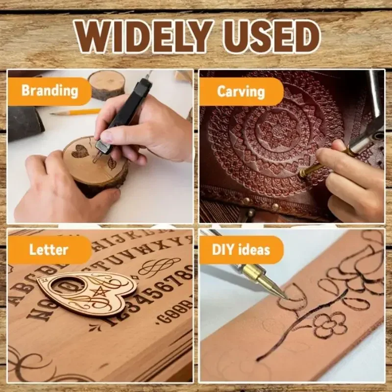 Diy Wood/ Leather Burning Set And 26 Letters Copper Mold Carving Pyrography Pen Tips Stencil Soldering Iron Wood Burning Tool