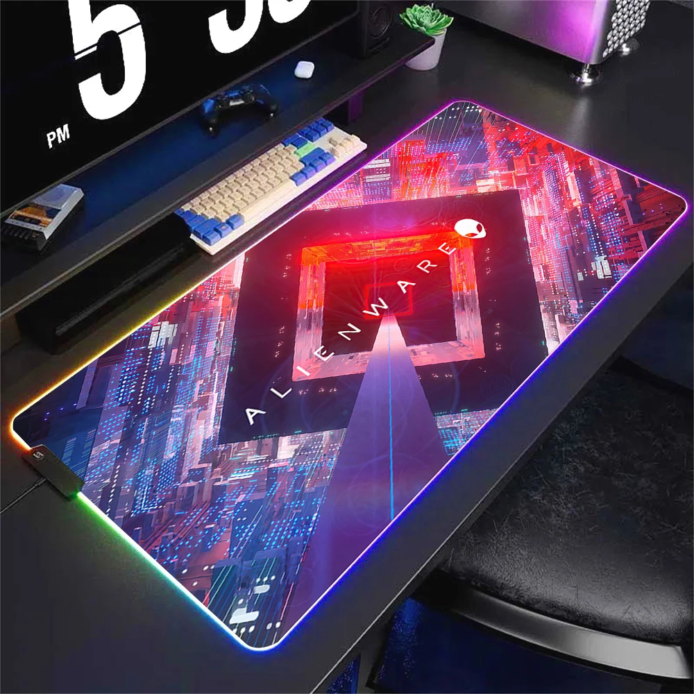 RGB Alienware Gaming Mouse Pad XXL Large PC Gamer Keyboard Desk Mat 900x400mm LED Computer Accessories Mousepad Tapis De Souris