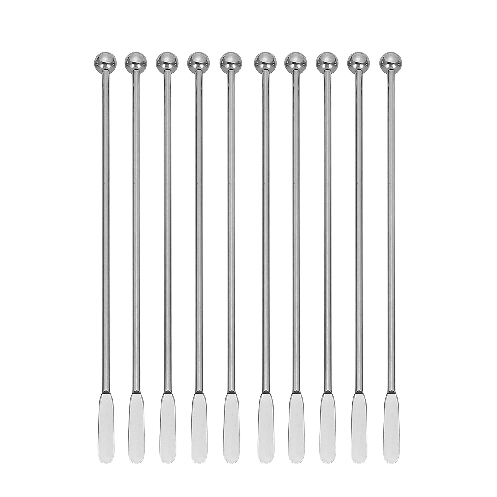 10pcs Swizzle Sticks Metal - Stainless Steel Mixing Cocktail Coffee Stirrers for Wine Juice 7.5 inch 10Pieces Pack