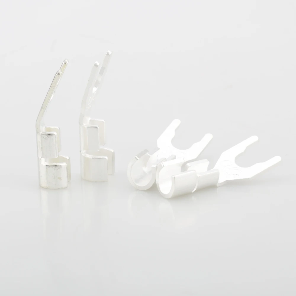 Nieuwe 8 Stuks Hi-End Massief Koperen Plug Verzilverd Spade Plug Luidsprekerkabel Connector Hifi Puur Koper Verzilverde Spade