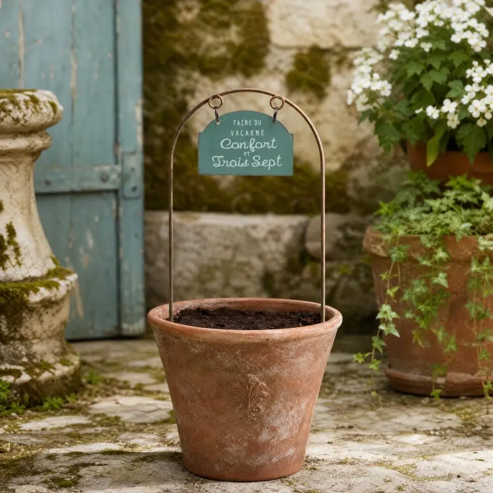 Arched Flower Bed Decorative Stake Vintage Weather-proof Metal Yard Art Ornament for Garden Flowerpot Indoor Outdoor Decor
