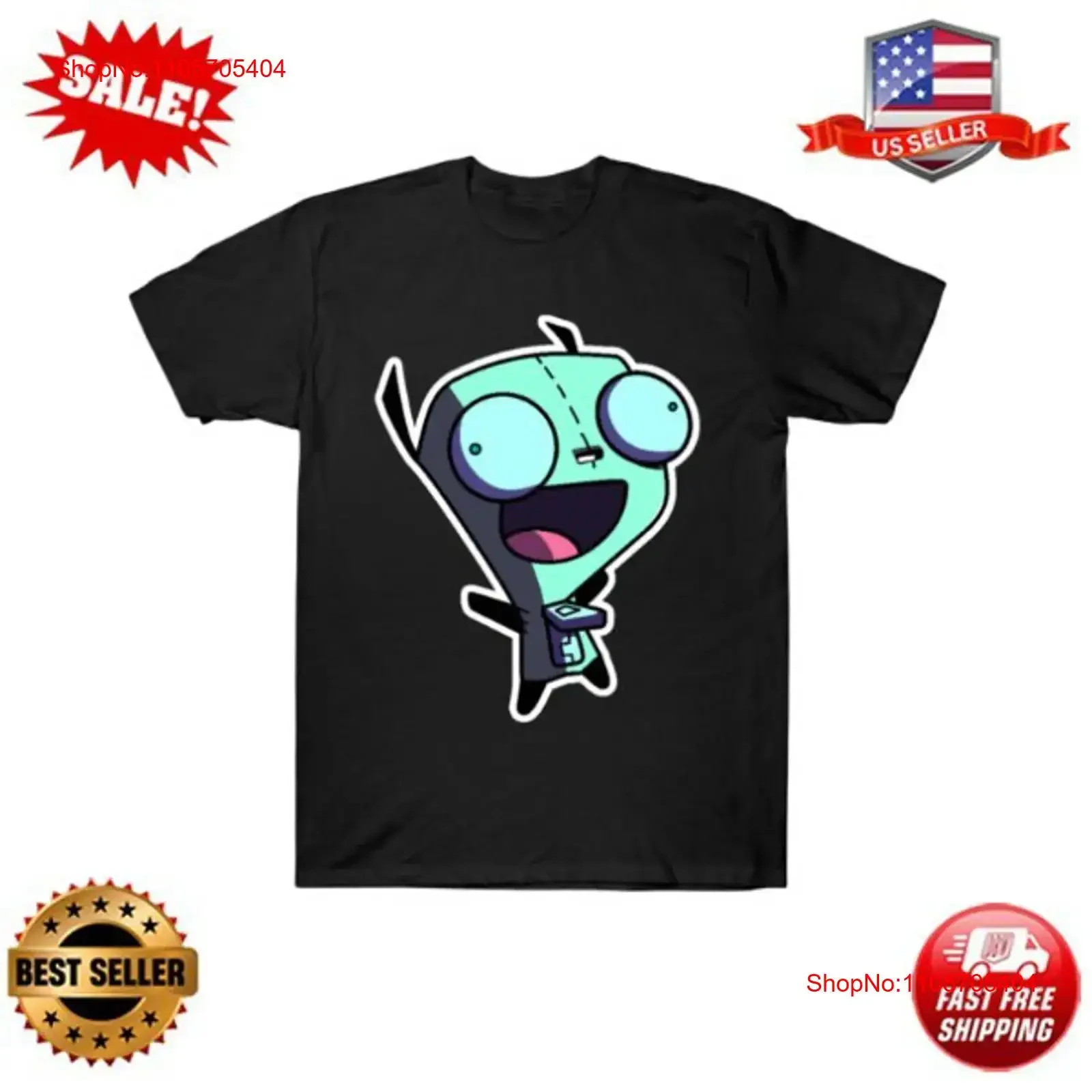 invader zim gir HAPPY T Shirt S 3XL long or short sleeves vintage Washed Breathable homme Unisex fashion Stylish Stretched