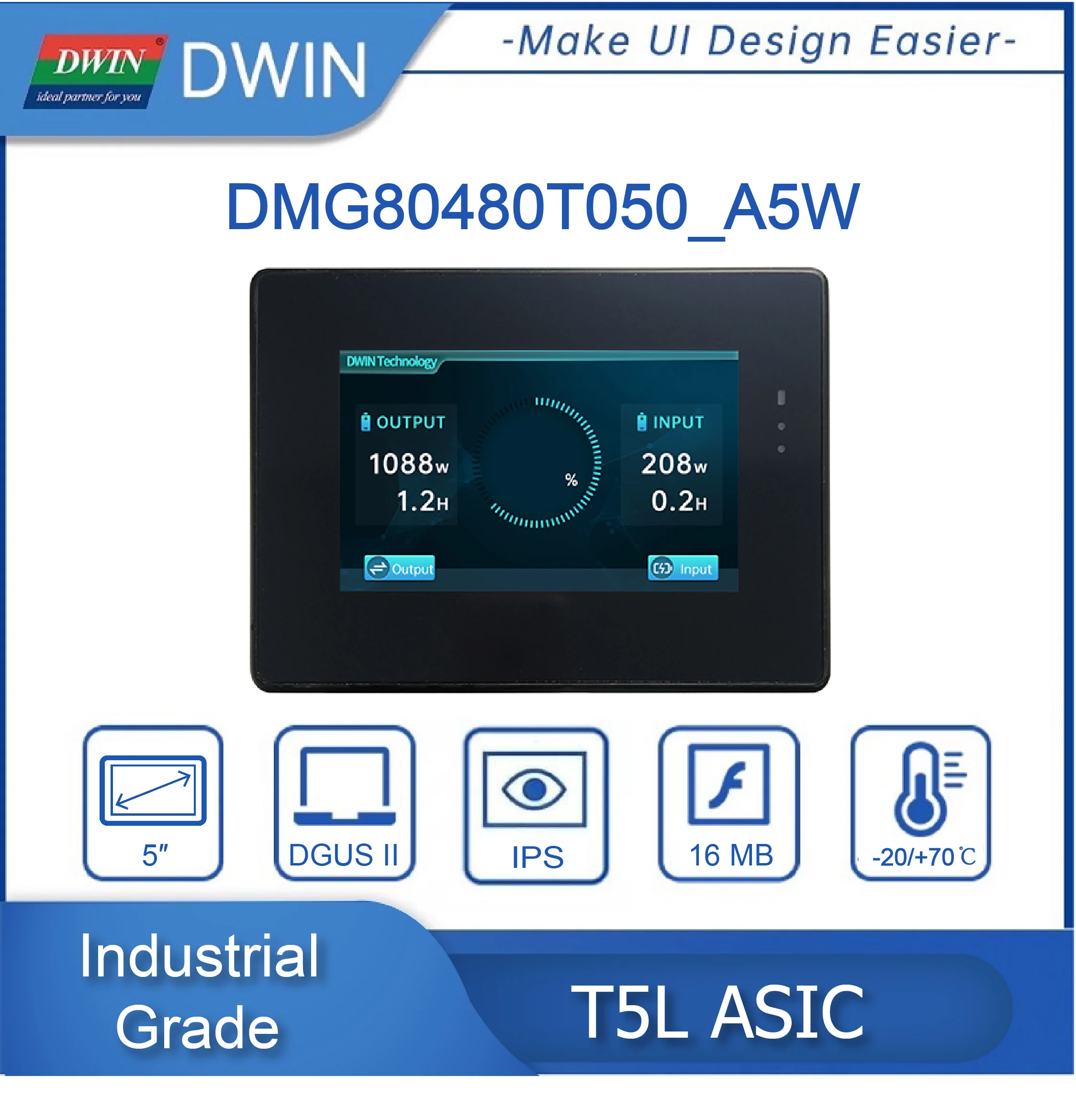 DWIN 4.3 \'5\' 7 \'10.1\' grado industriale con custodia Touch Panel seriale TFT LCD HMI Display RS232/RS485