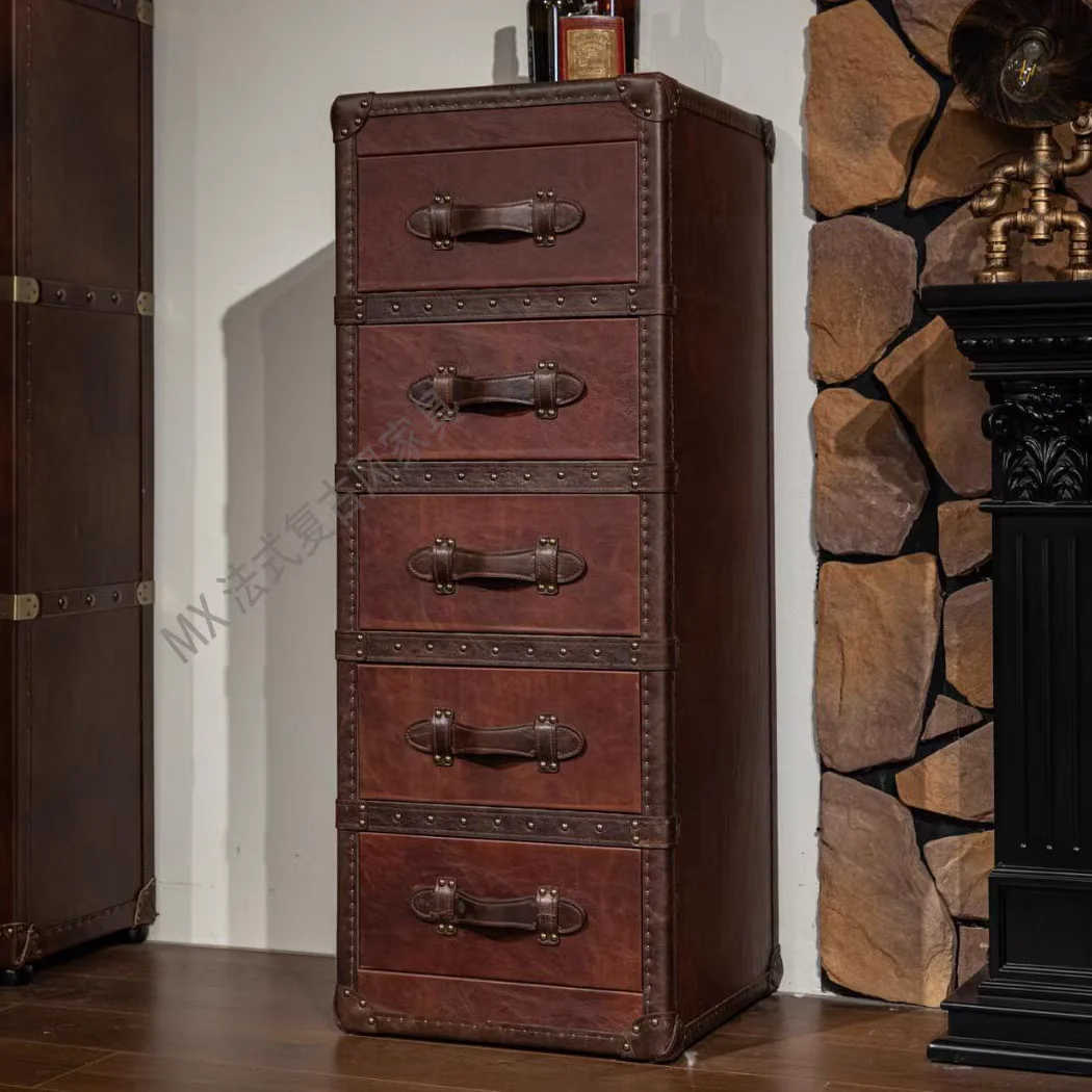 

Встроенный шкаф-ведро из вощеной кожи в стиле ретро, классический американский шкаф для хранения сигар-бара, винный шкаф