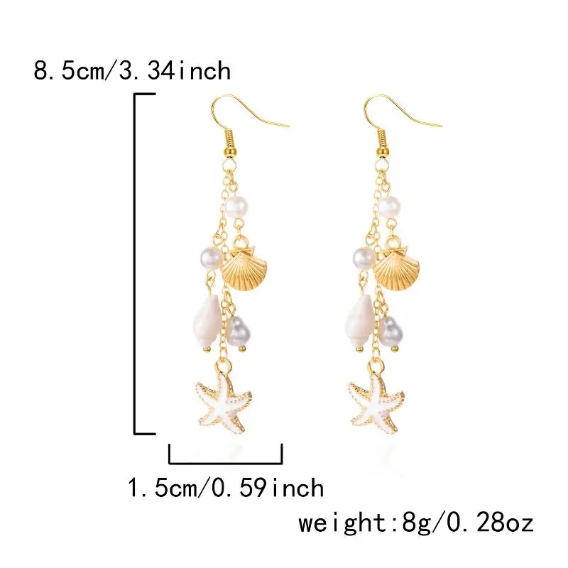 Mode Oceaan Stijl Shell Zeester Oorbellen Voor Vrouwen Boho Retro Emaille Zeeschelp Conch Dangle Oorbellen Beach Party Sieraden