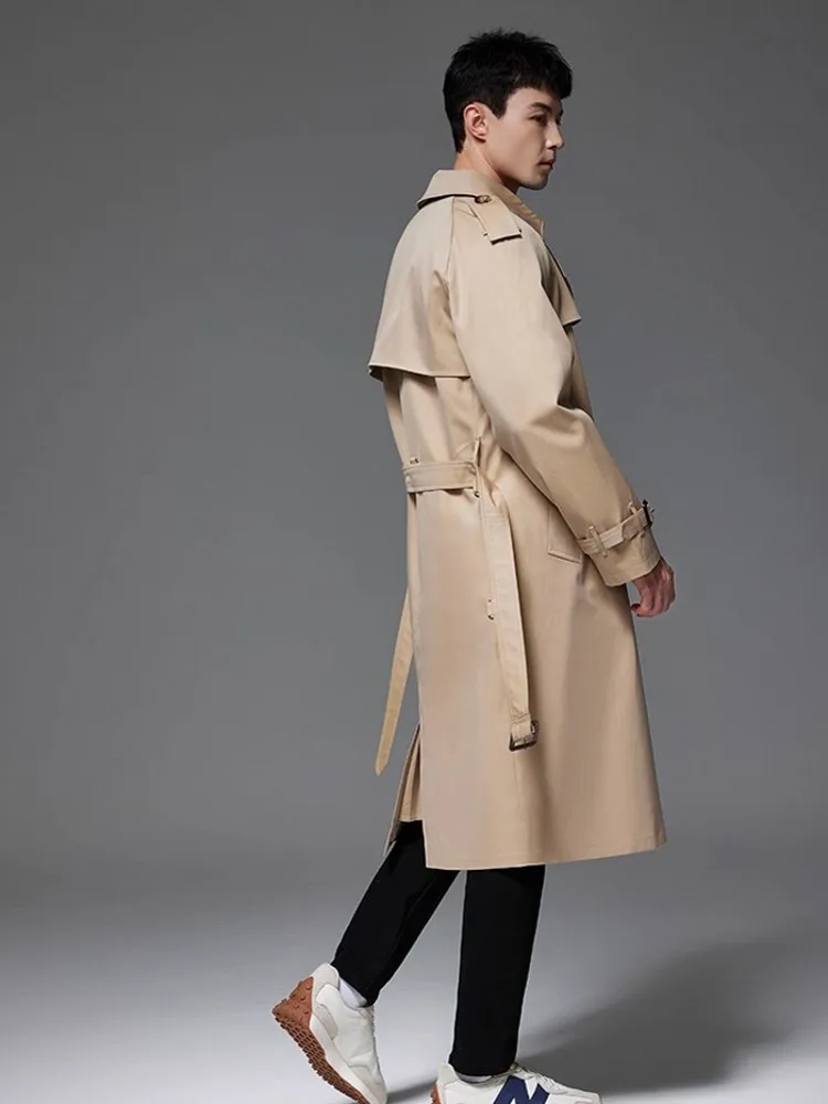 British Style Mens Belt Long Trench Coat Loose Fit Double Breasted Windbreaker Autumn Waterproof Outerwear Overcoat Big Size 6XL 4 British Style Mens Belt Long Trench Coat Loose Fit Double Breasted Windbreaker Autumn Waterproof Outerwear Overcoat Big Size 6XL 4