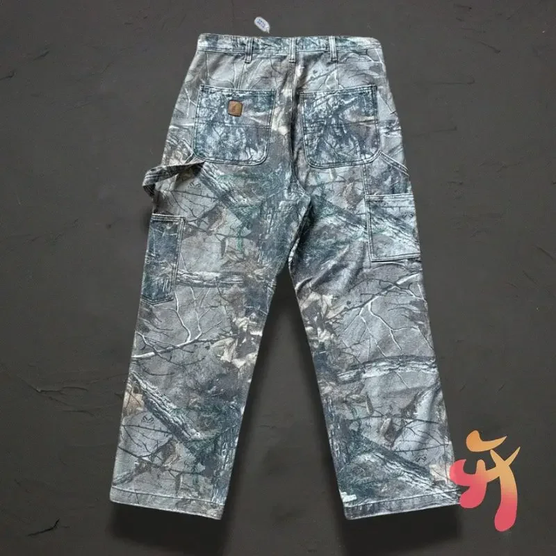 Fashion Street ERD Jeans Dried Tree Branches Camouflage Old Workwear Pants Casual Men Women Trousers