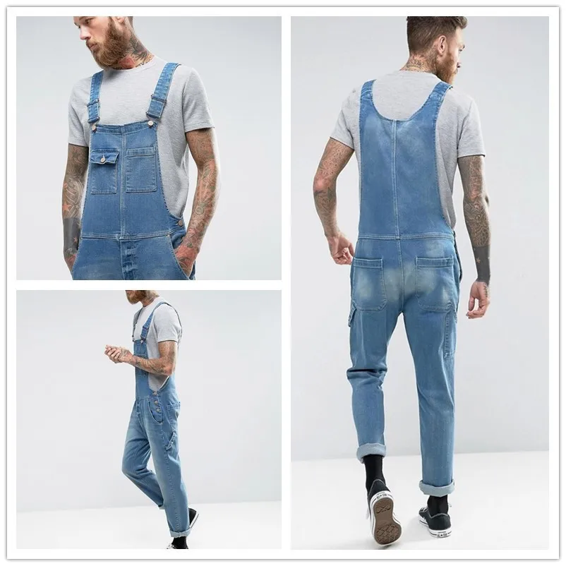 

2025 Men's New Denim Suspender Pants Slim Slimming Suspender Jeans