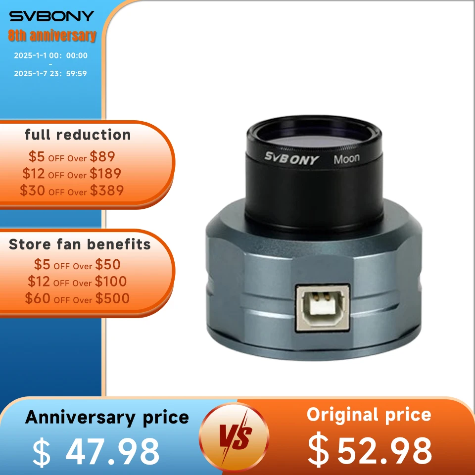 SVBONY SV105 Astronomy Planetary Camera 1.25\'\' CMOS Telescope Camera Digital Eyepiece USB 2.0 for Beginner Planetary Photography