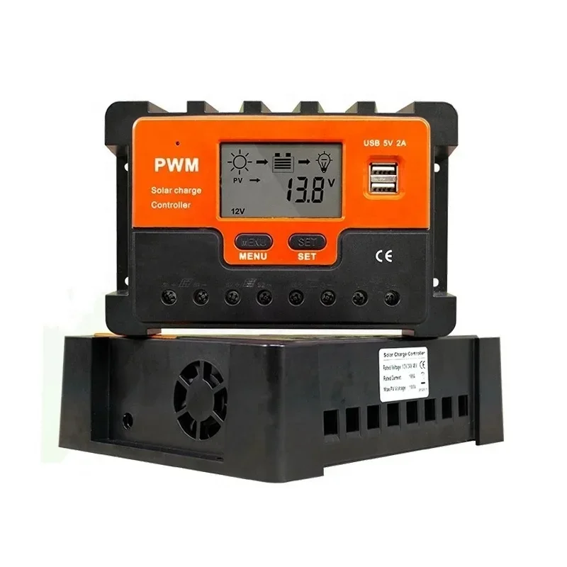 Dual USB Smart PWM Solar Charge Controller AUTO 12V 24V 48V 60A 80A 100A Regulator For Off Grid Solar Panel Energy System