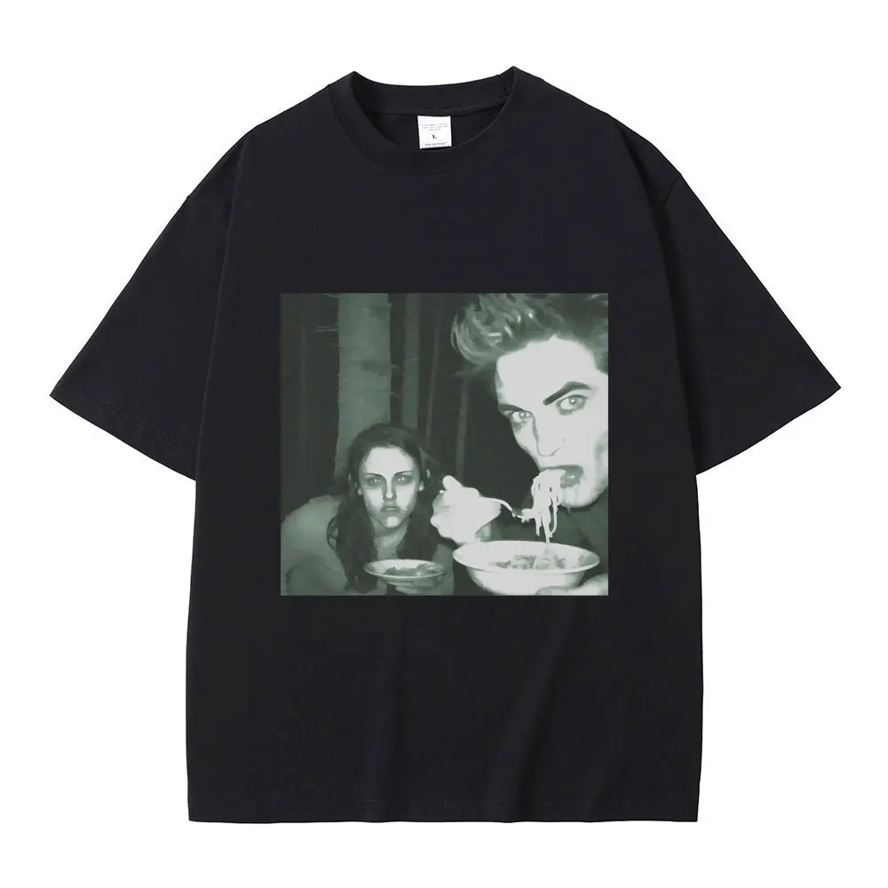 Movie Series Twilight Bella and Edward Cullen T Shirt Robert Pattinson Tshirt Women Men  Vintage Gothic Rock Oversized T-shirts