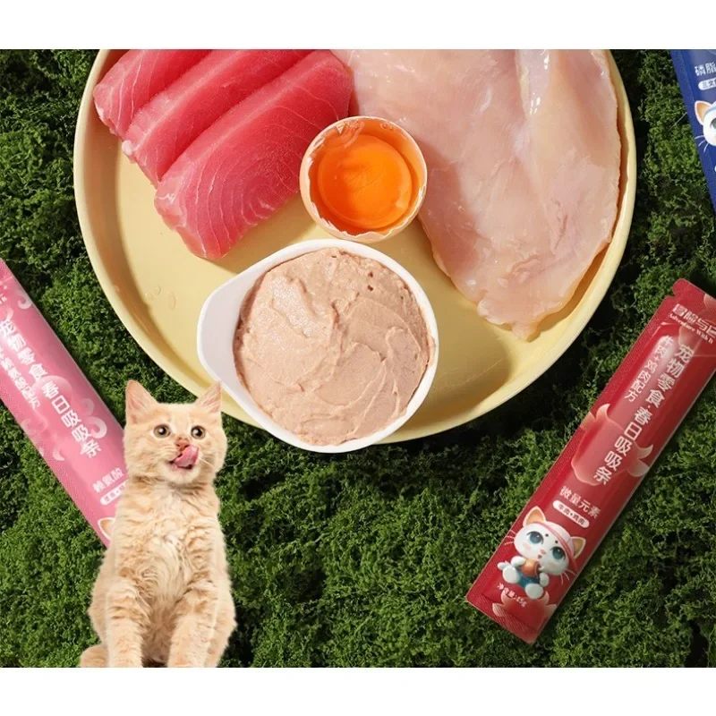 고양이 스트라이프 반려동물 간식 고양이 바, 젖은 음식, 영양 치킨 연어 스낵, 캔 반려동물 훈련 보상 간식, 고양이 간식, 25 개 