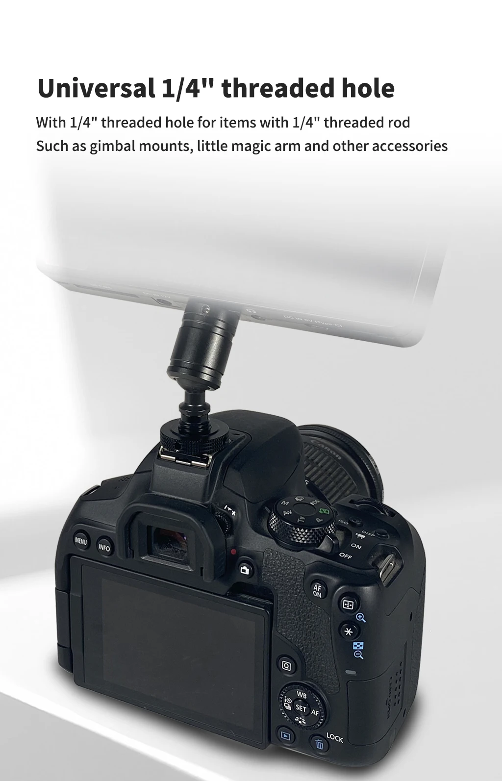 1/4" Gewindeloch Kaltschuhhalter Halterung Adapter für SLR Kamera Käfig Rig Stativ Blitzlicht Ständer Mikrofon Monitor Halter Telefon Vlog – Detail 4