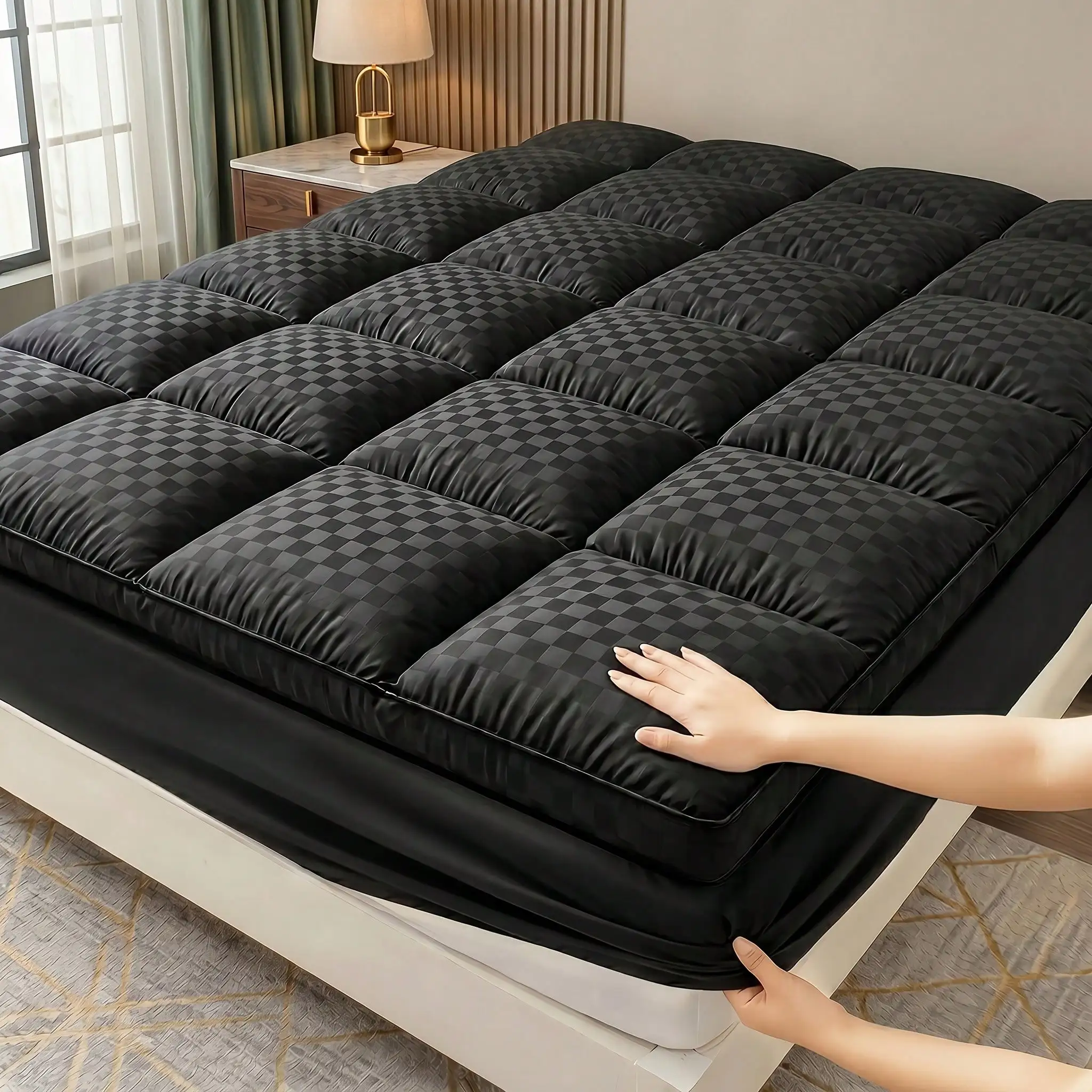 Ultra‑Soft Mattress Protector, Elastic Fitted Mattress Pad with 8‑21 Inch Deep Pockets, Quilted Laminated Design, Fine Dense Stitching, Machine Washable, Multiple Sizes for Cool Comfort