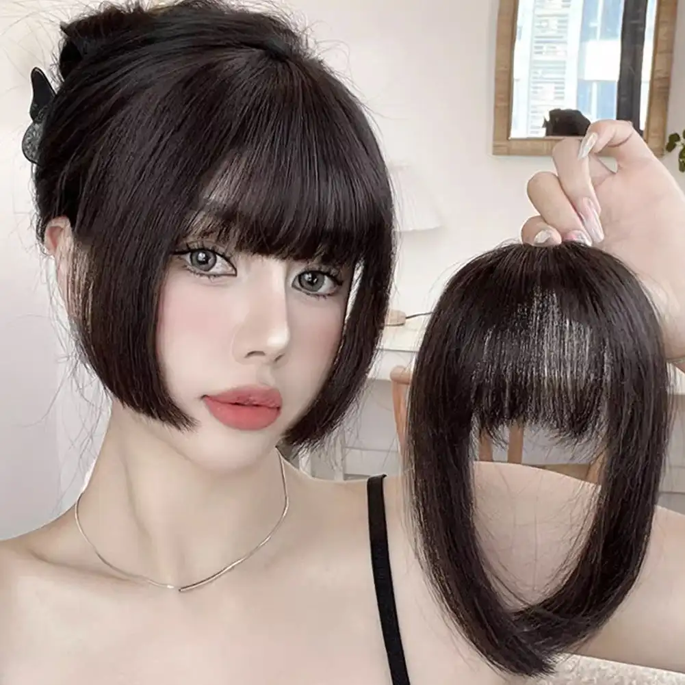 Wig putri potongan menjadi rambut sintetis tidak ada jejak di bagian atas kepala peningkatan Volume rambut Patch Wig Anime Jepang potongan