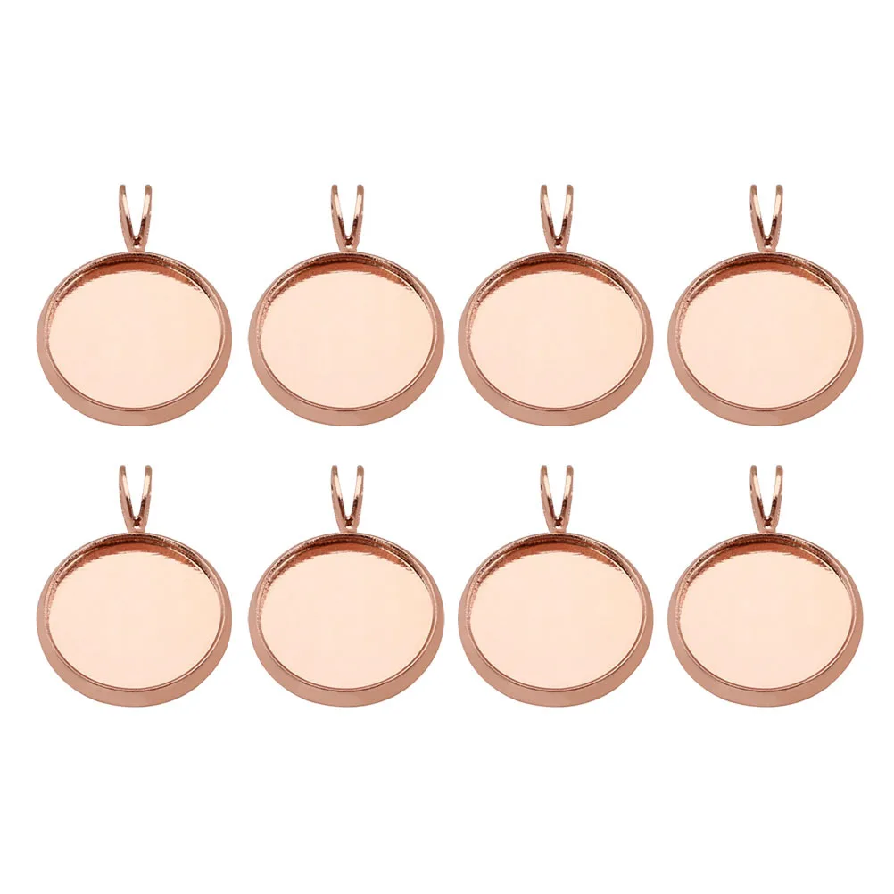

10 шт. круглые подносы для подвесок 20 мм безель из розового золота с медным покрытием поднос для изготовления ювелирных изделий своими руками ремесло искусство кабошон держатель для фотографий