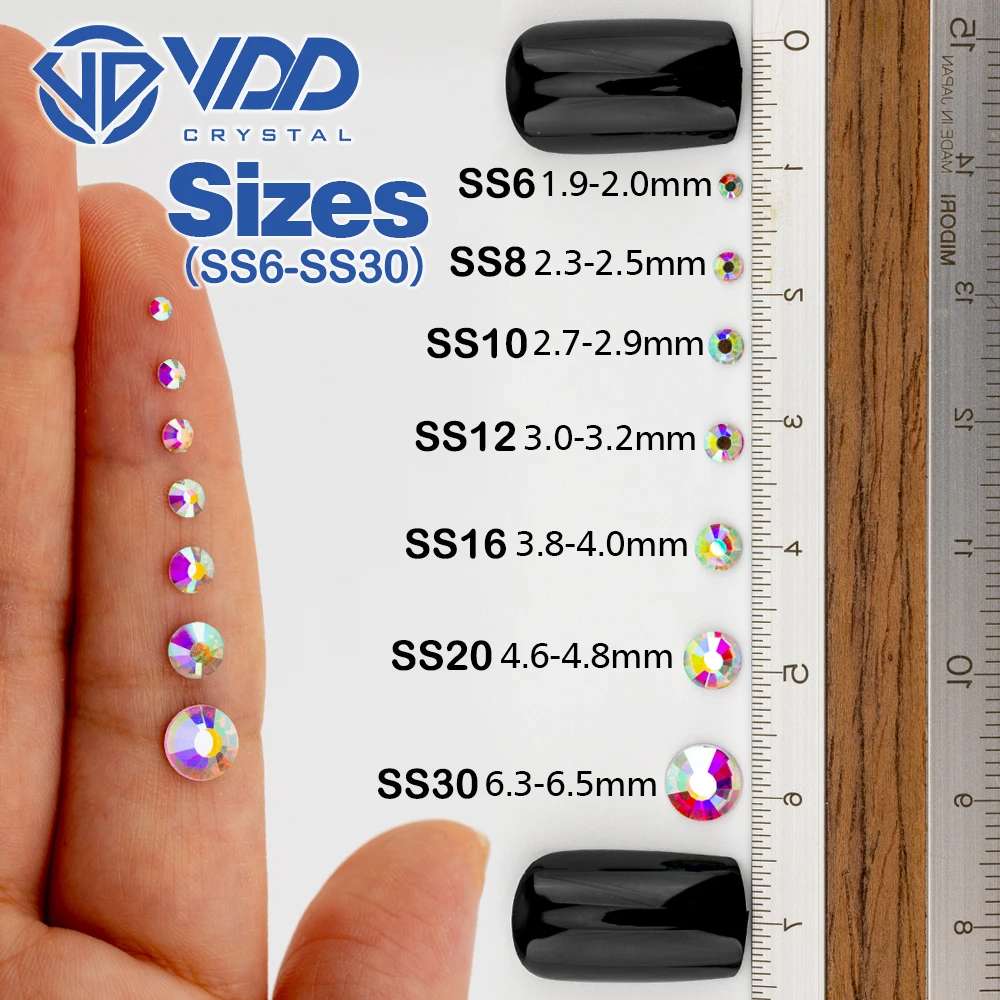 VDD 10000Pcs Wholesale High Quality Glass Non-hotfix Rhinestones Glitter Crystal Flatback Strass Gem Nail Art Diamond Decoration