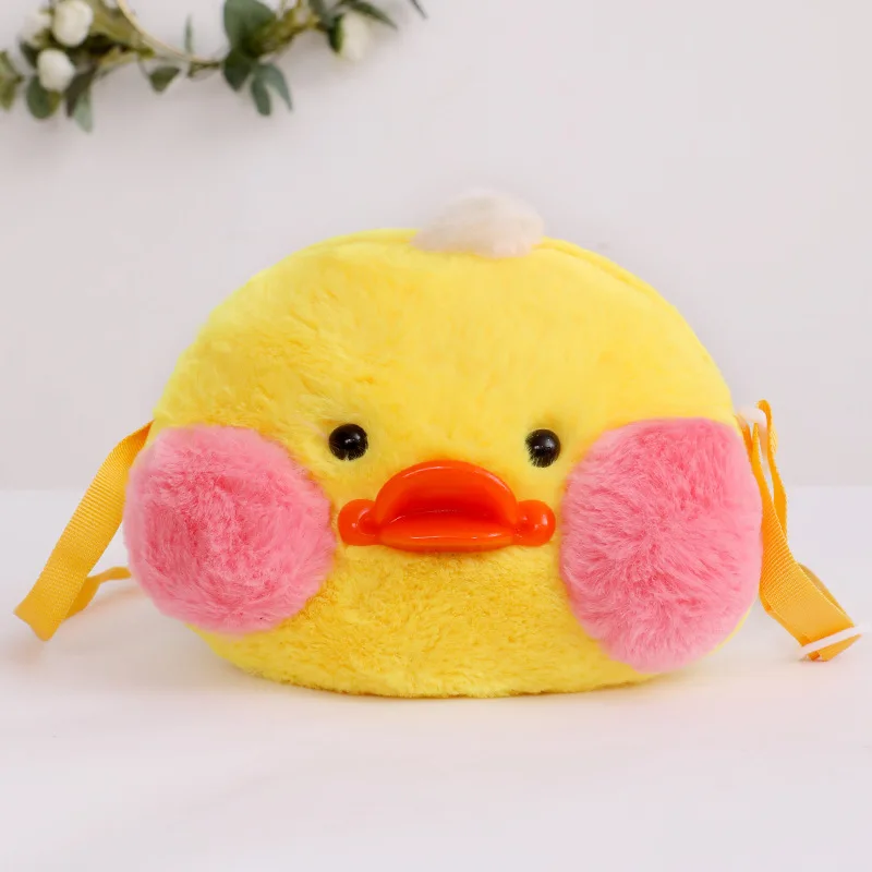 Fashion Cartoon Animal Bag White Backpack Stuffed Plush Toy Cute Pink Yellow Chicken Duck Schoolbag Toy Gift for Children Girl