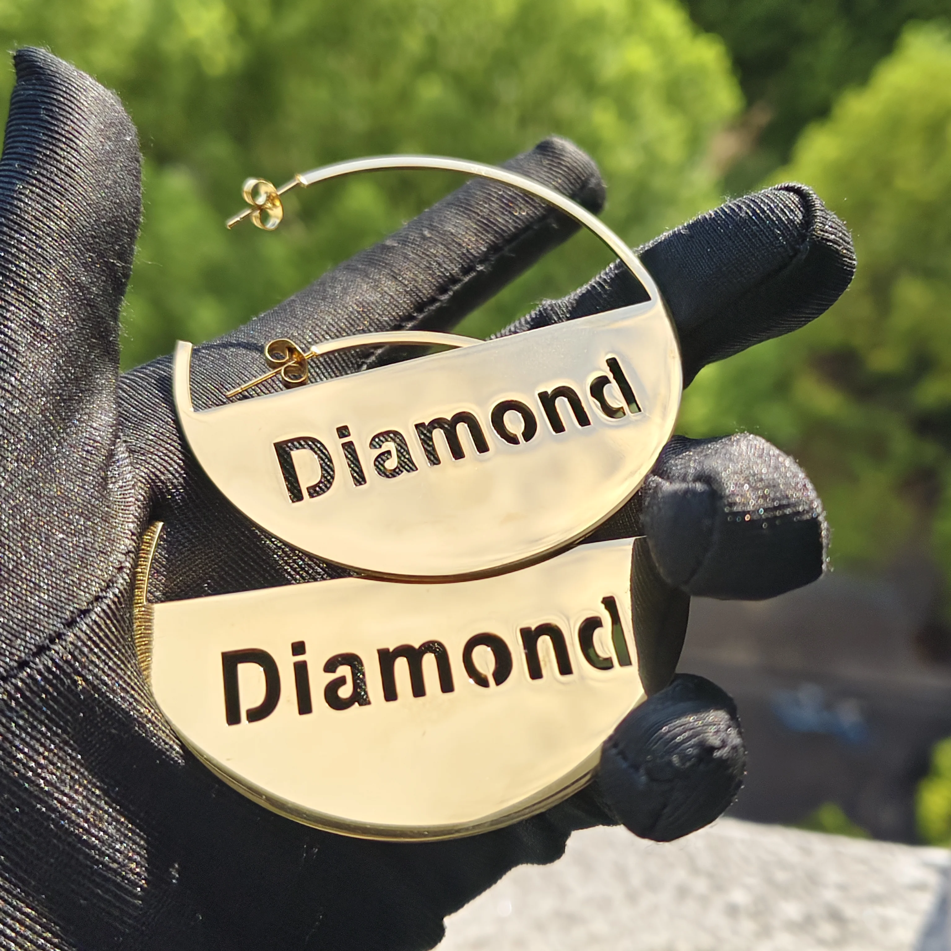 DCEE, venta al por mayor, pendientes huecos con nombre personalizado de 50mm, pendientes con letras personalizadas, regalo del Día de San Valentín, venta directa del fabricante