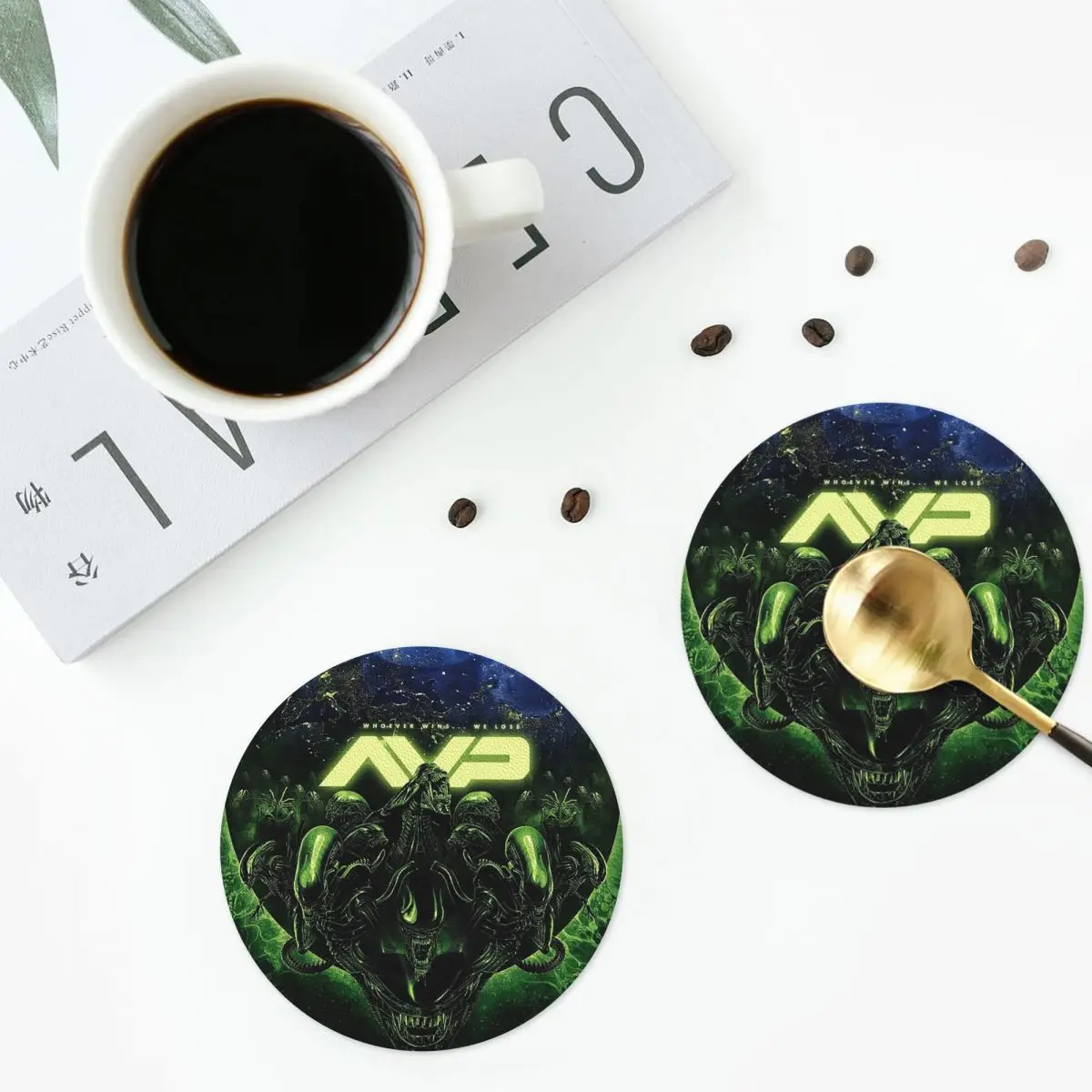 Alien Vs Predator Horror Science Fiction Comics Coasters Kitchen Placemats  Insulation Cup Coffee Mats For Decor Pads Set of 4