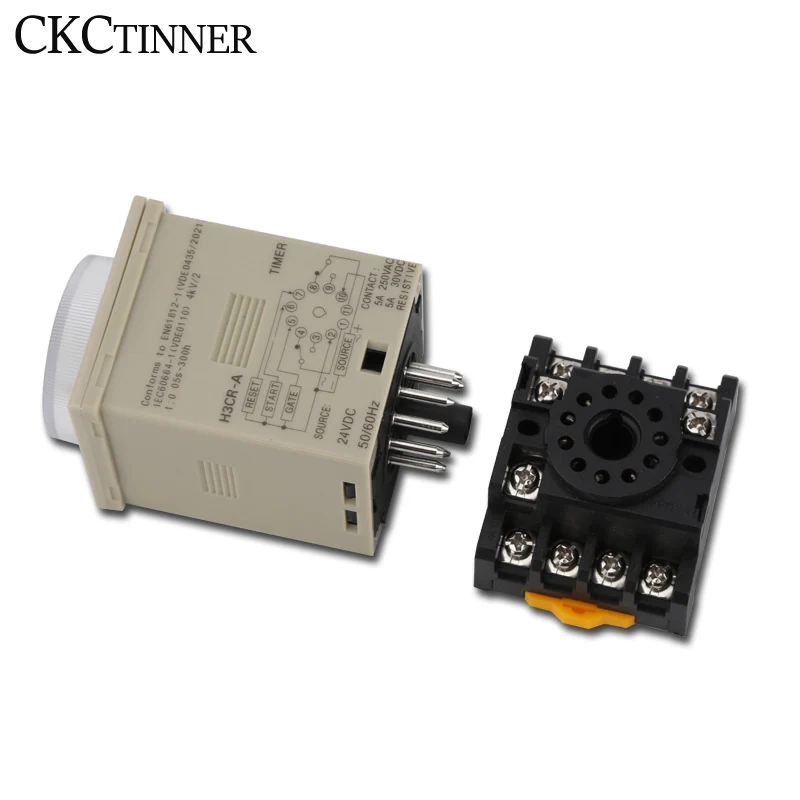 AC100-240V H3CR-A time relay 1.2s to 300h 50/60Hz 11PIN Power on and off cycle delay time relay 24V 12V with socket base PF113A