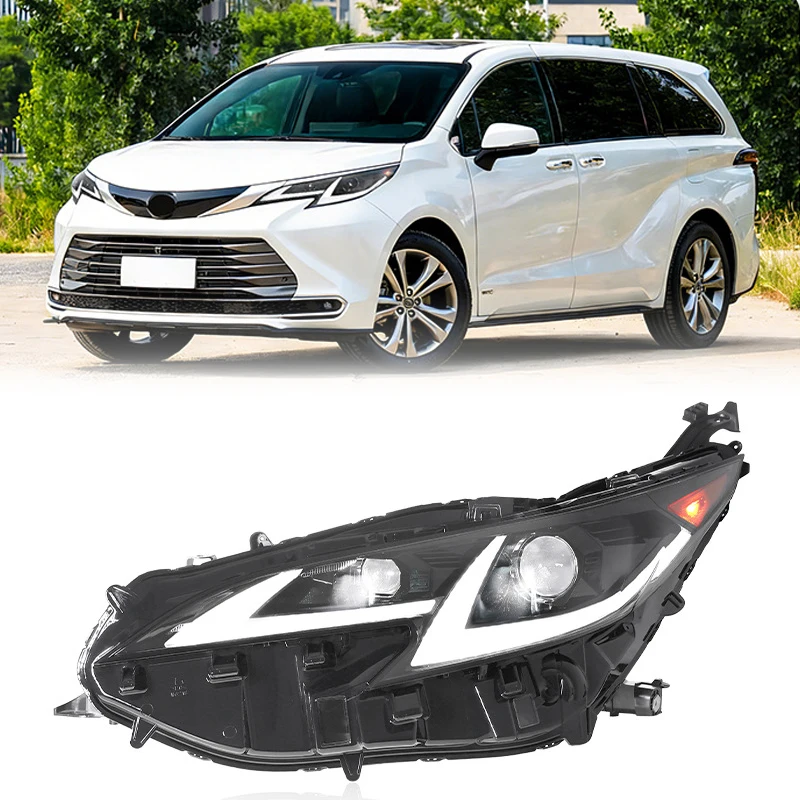

Фара в сборе для Toyota Sienna 2021-2025: Модифицированная, со светодиодными лазерными ДХО и динамическими указателями поворота